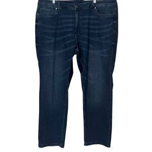 The Perfect Jean NYC Athletic Fit Dark Wash Whiskered Jeans‎ Big & Tall 42 x 32